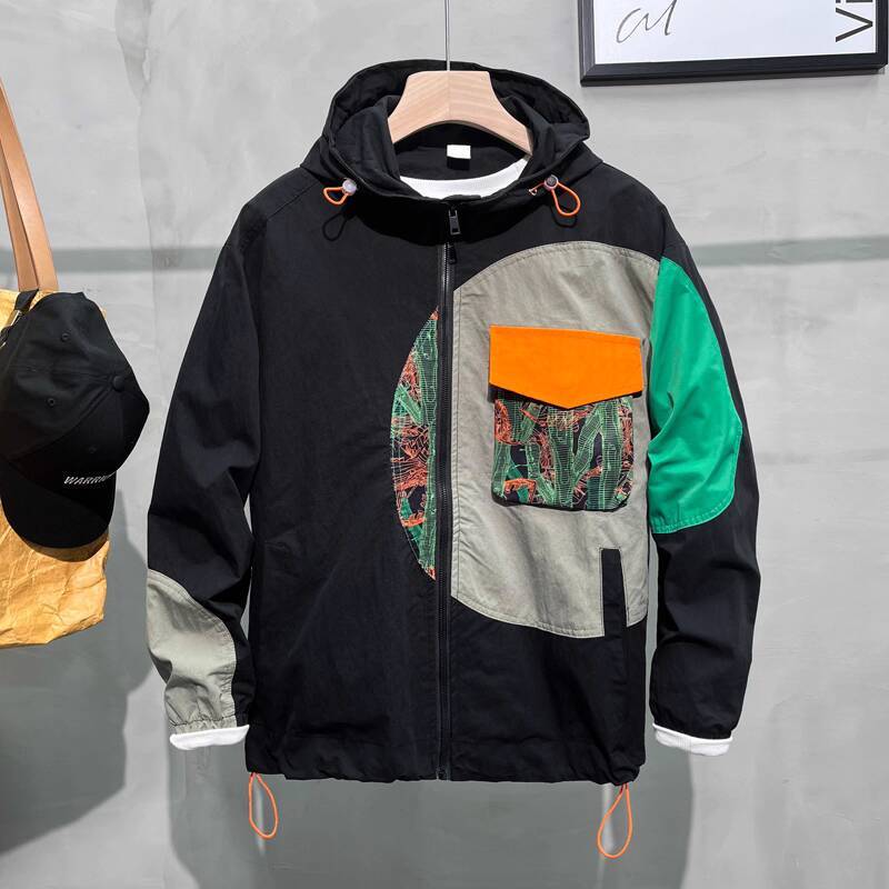Mens Fashion Bomber Jacket - Men's Street Style Casual Loose Hooded