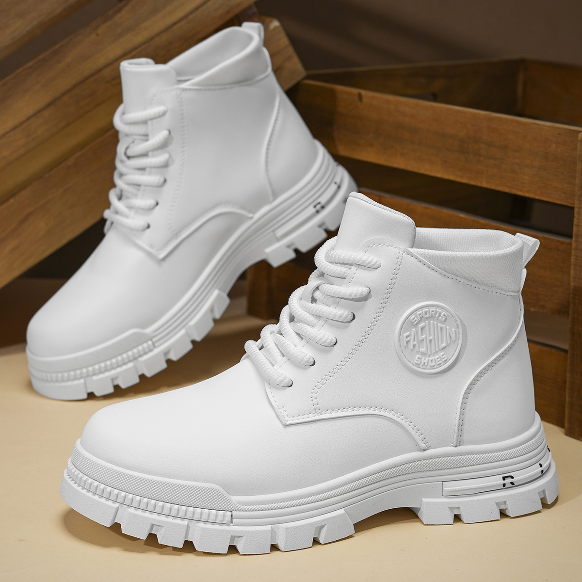 Men'S Fashion For 30 Year Olds - Men's Fashionable All-Season White Motorcycle Boots