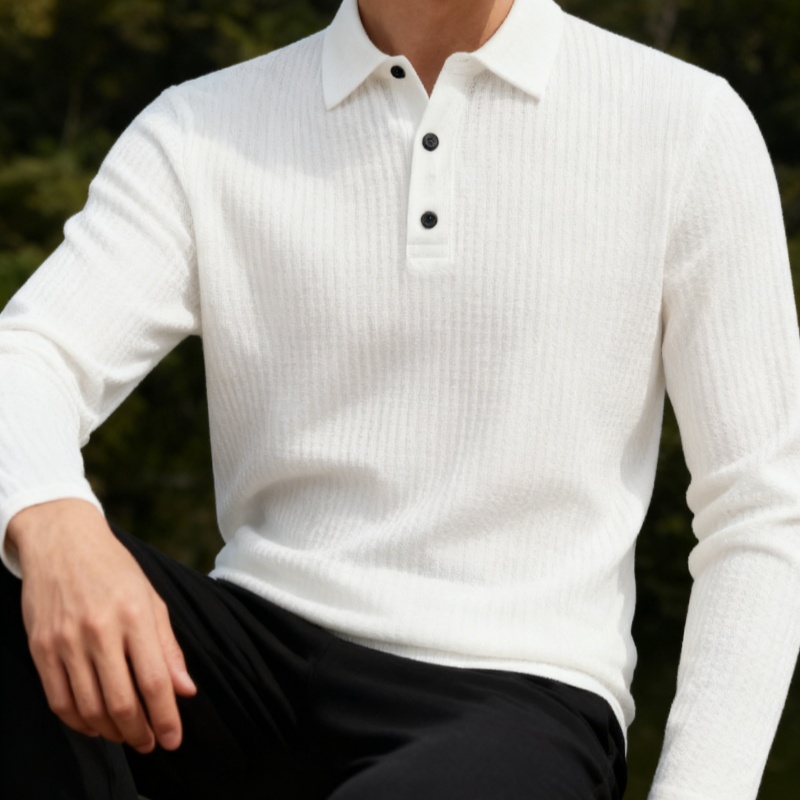 Men'S Fashion Polo Shirt - Men's summer-autumn long-sleeved Polo shirt, solid