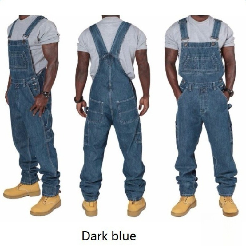 Mens Fashion Denim - Mens Ripped Denim Overalls with Suspenders