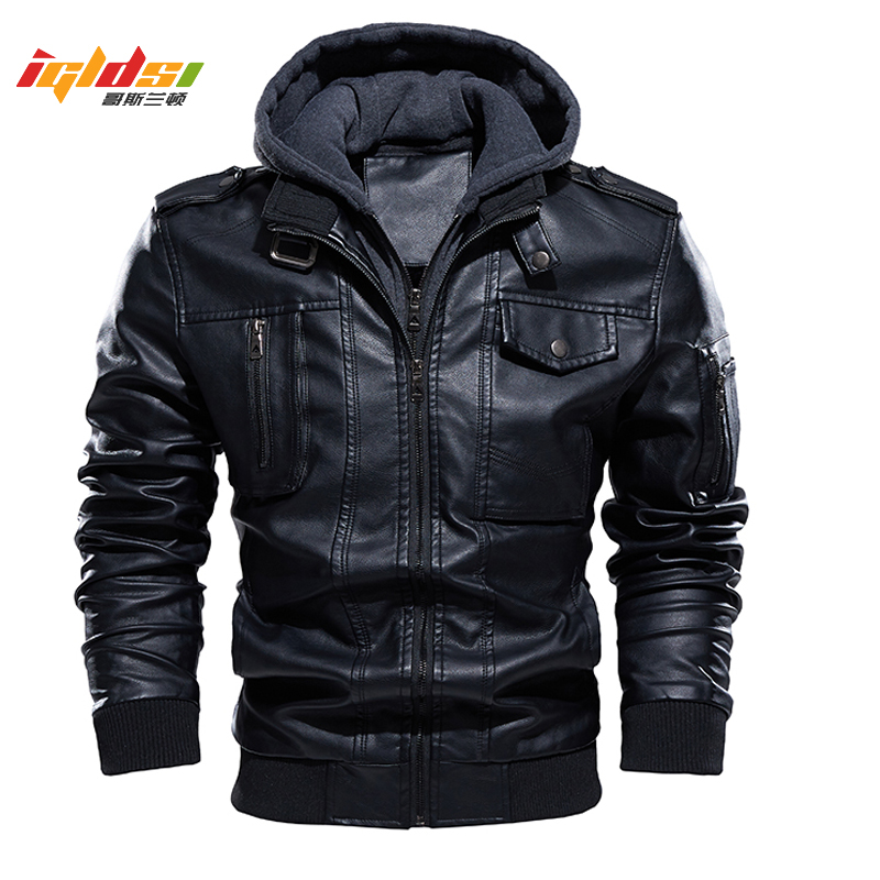 Mens Fashion Bomber Jacket - Motorcycle Leather Jacket Men's Plus Velvet