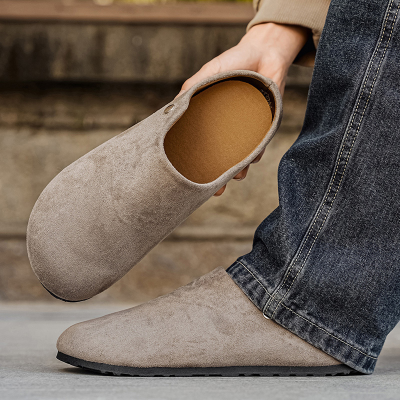 Mens Fashion Mullet - Men Suede Leather Slippers Mules Women
