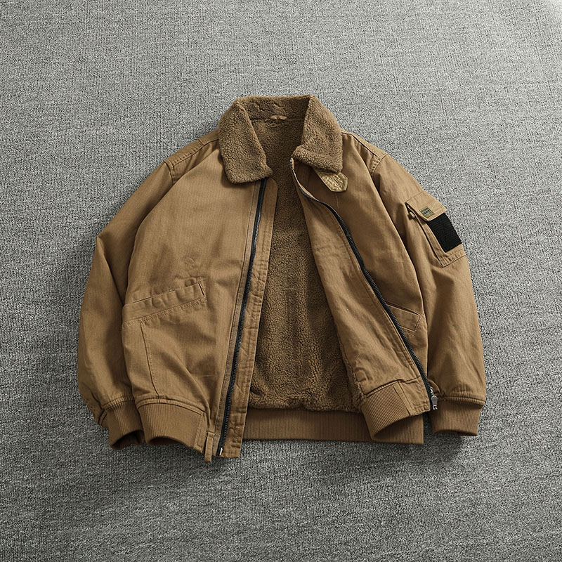 Mens Fashion Bomber Jacket - Cargo cotton coat coat imitation lamb