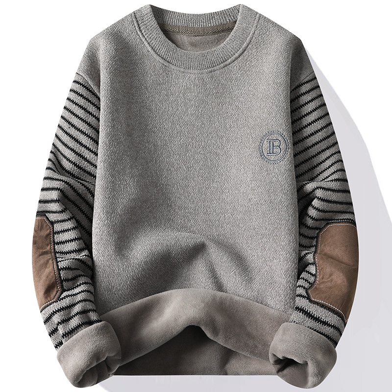 Mens Fashion Mullet - Men's Sweater Patckwork Round Neck Pullovers