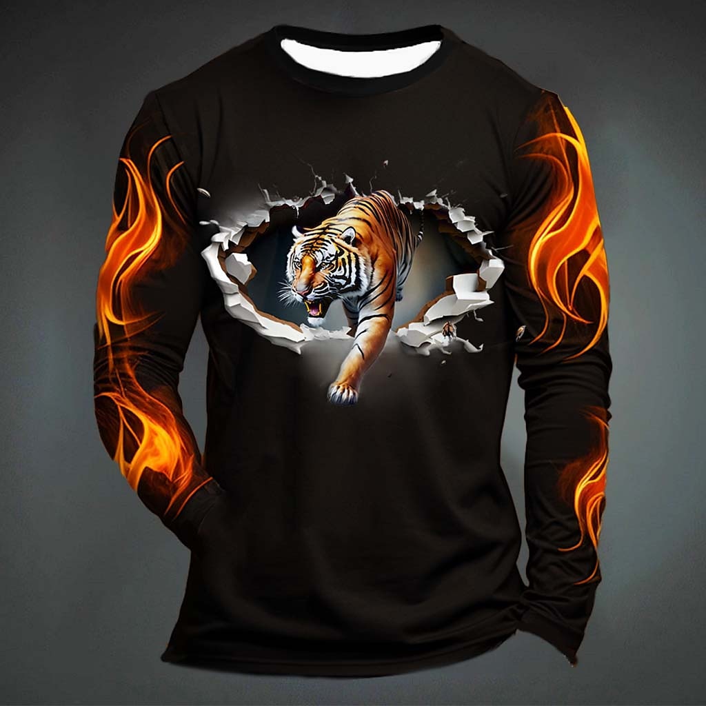 Men'S Fashion Y2K - Funny Tiger Print T Shirt For