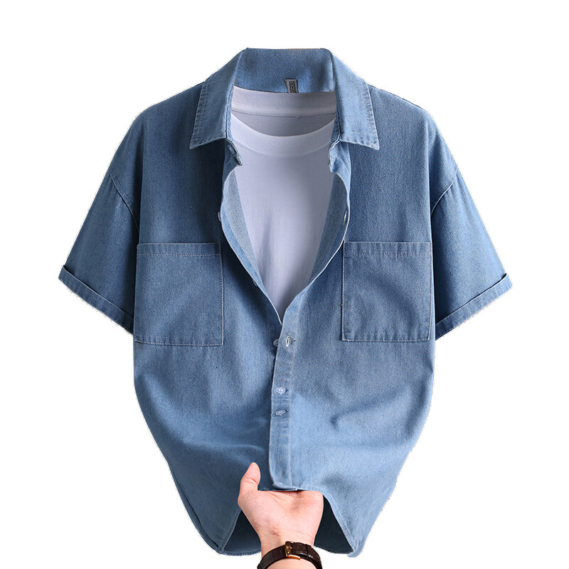 Mens Fashion Denim - Men's Denim Shirt Summer Fashion Solid