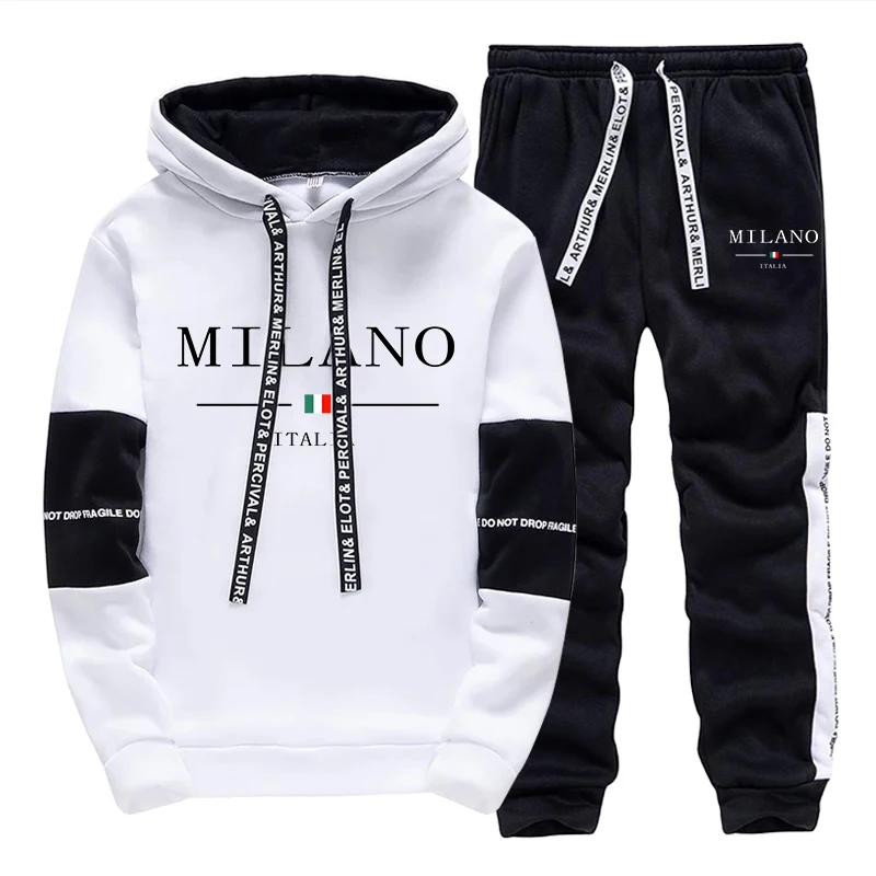 Men'S Fashion Outfits - Men's Set/Hoodie/Pants Italy Trendy Hoodie Sportswear