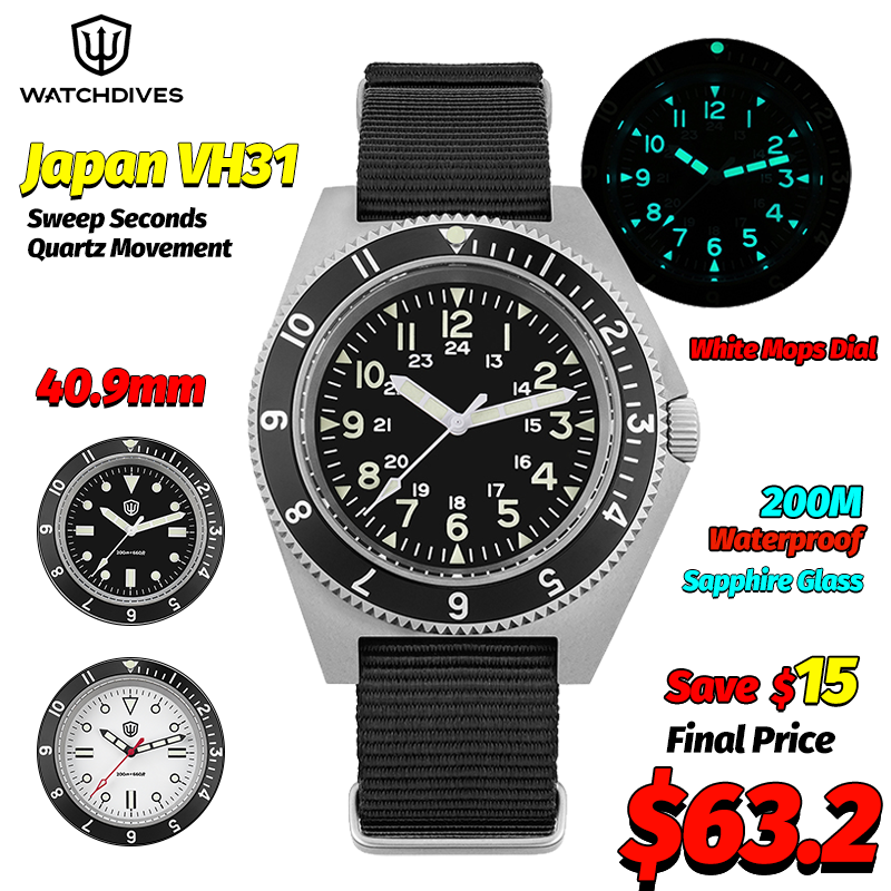 Mens Fashion Bracelet - Watchdives WD1972 Quartz Watch Sapphire Luminous