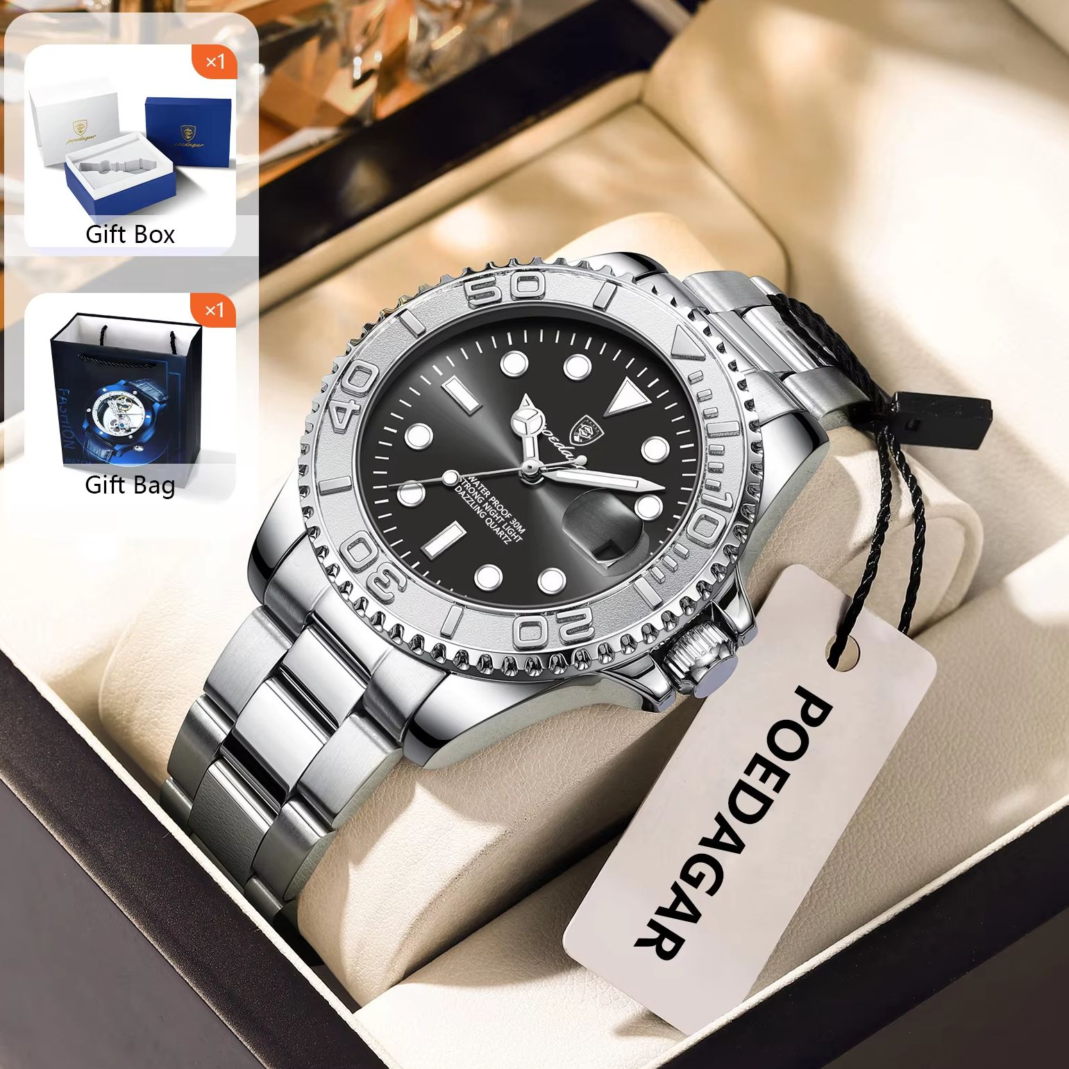 Men'S Fashion Box - POEDAGAR Fashion Male Watch Luminous Waterproof