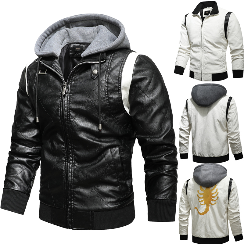 Mens Fashion Bomber Jacket - Autumn Winter Bomber Leather Jacket Men