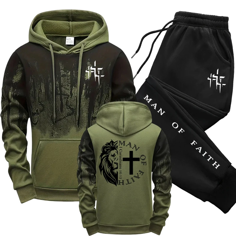 Jogger Sweatpants Men - Man of Faith Pattern Men's Set