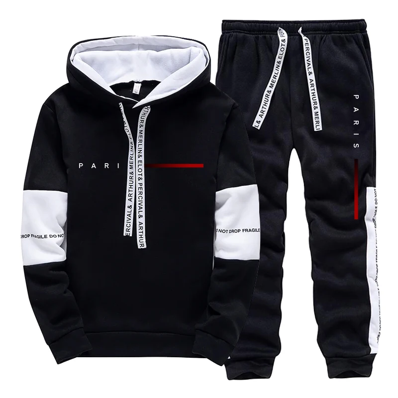 Mens Fashion Streetwear - Men's Set Paris Fashion Hoodie and