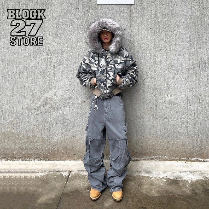 Mens Fashion Bomber Jacket - Mens Jacket Washed Camouflage Raglan Sleeve