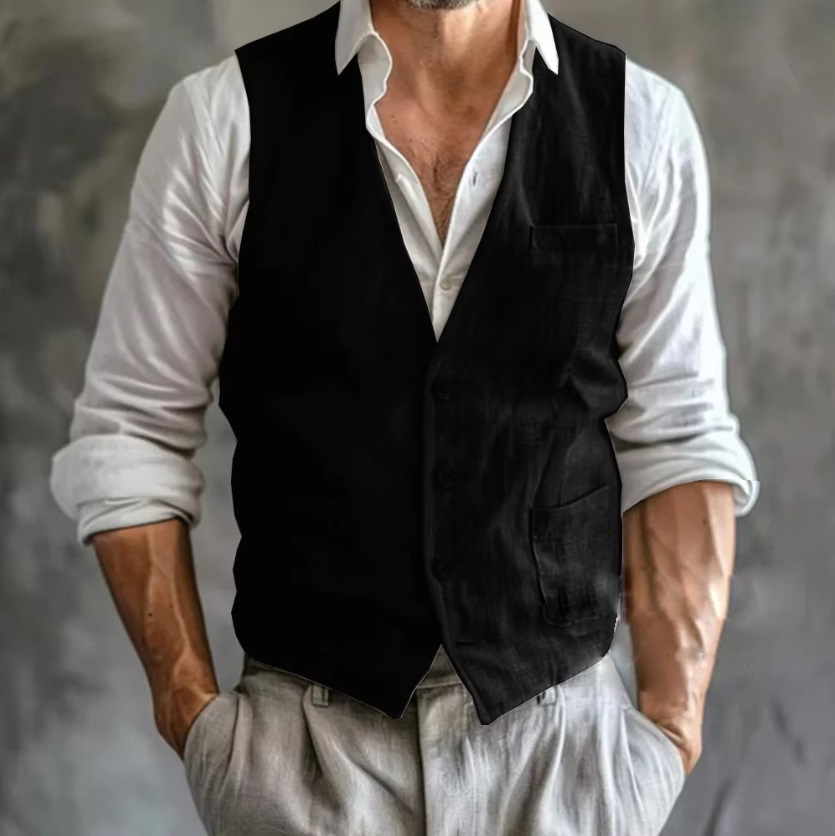 Men's Linen Vest Summer Male G - огляд і ціна Formal Waistcoat Vest