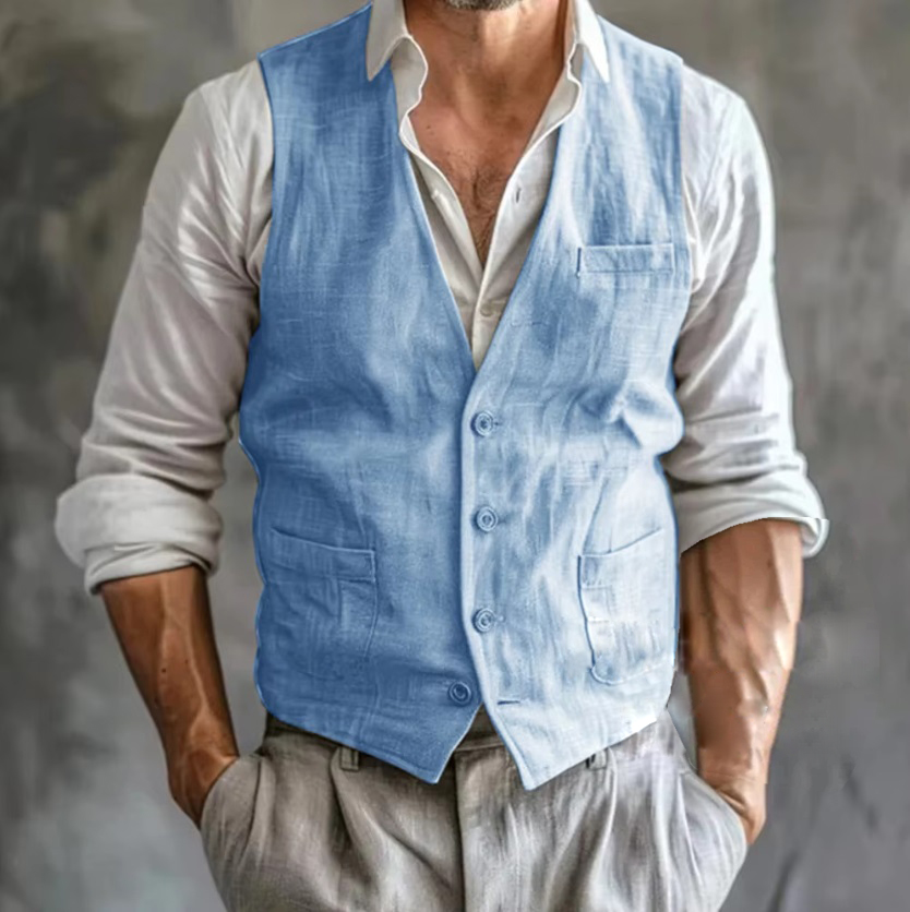 Men's Linen Vest Summer Male G - огляд і ціна Formal Waistcoat Vest