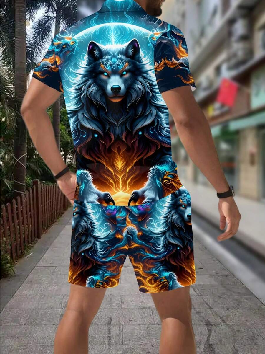 Men's Fashion 3D Wolf Print Zi - огляд і ціна Men'S Fashion Polo Shirt