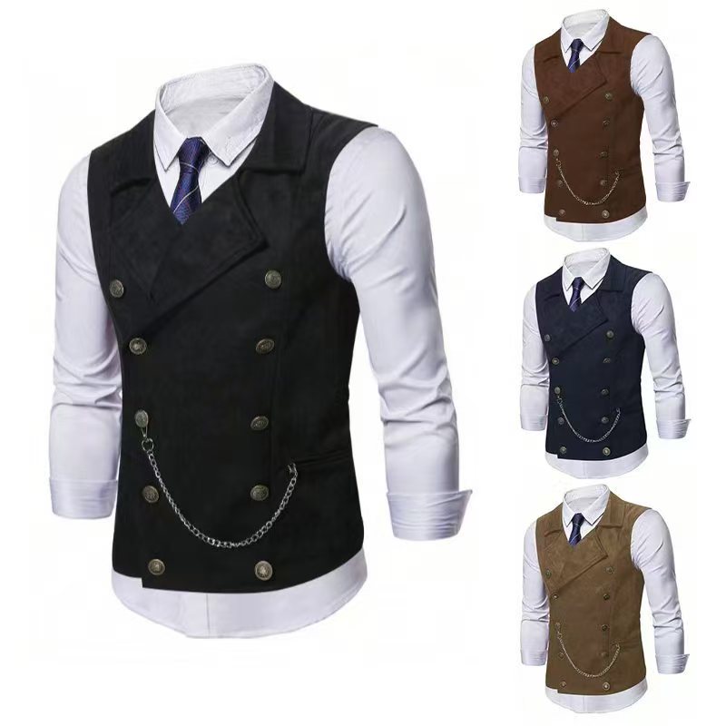 Men's Double Breasted Vest wit - огляд і ціна Formal Waistcoat Vest