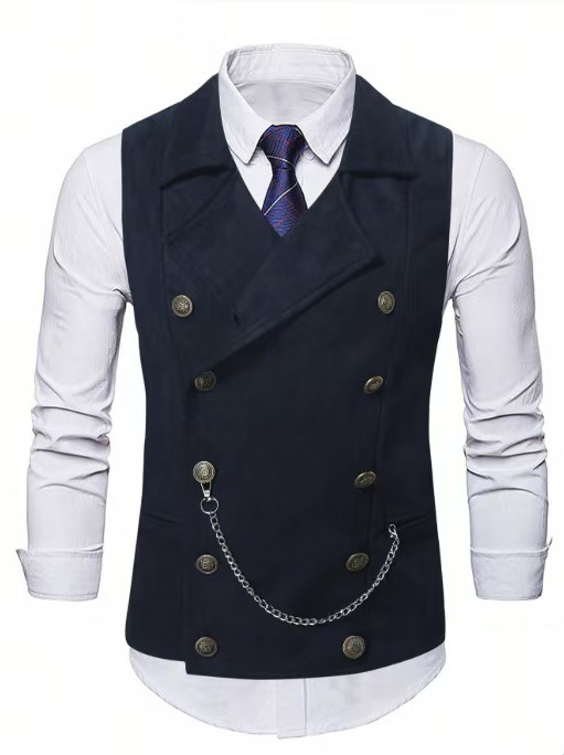 Men's Double Breasted Vest wit - огляд і ціна Formal Waistcoat Vest