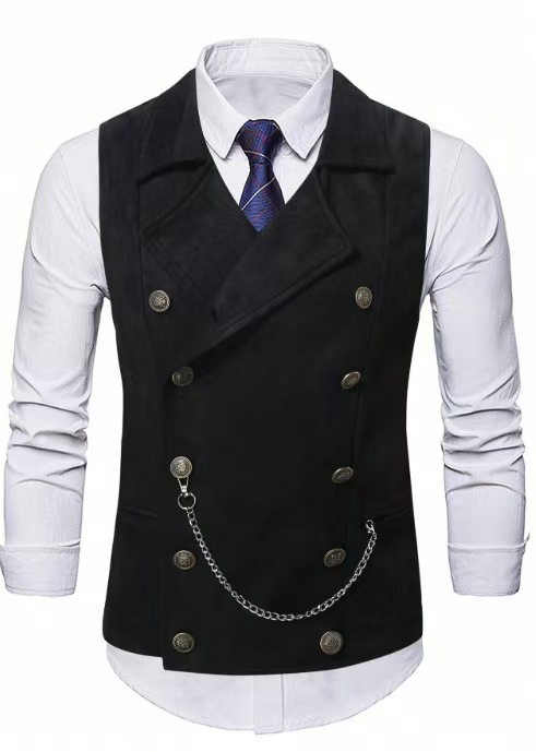 Men's Double Breasted Vest wit - огляд і ціна Formal Waistcoat Vest