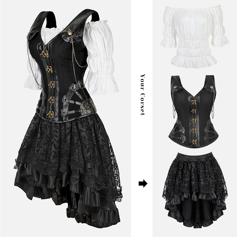 Steampunk Corset Dress Black G - огляд і ціна Formal Waistcoat Vest