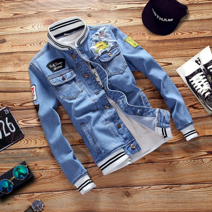 New 2026 Men's Denim Jackets F - огляд і ціна Mens Fashion Bomber Jacket