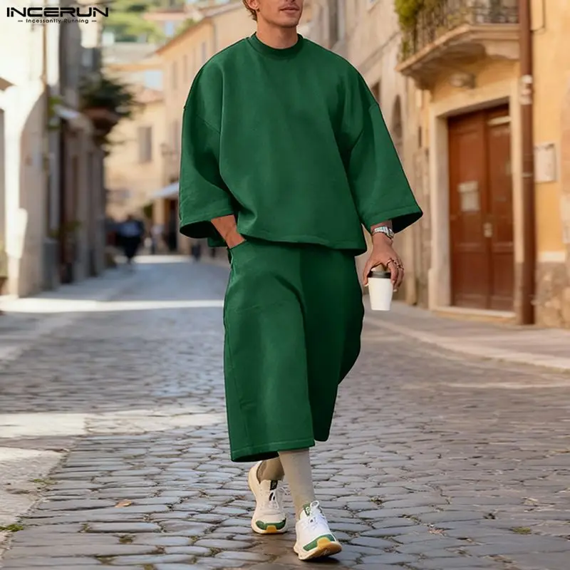 INCERUN Men Sets Solid Color B - огляд і ціна Mens Fashion Streetwear