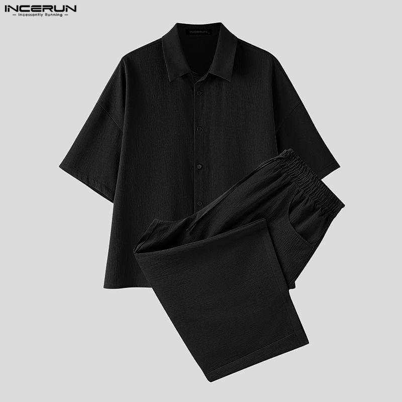 INCERUN Men's Sets Solid Lapel - огляд і ціна Mens Fashion Streetwear