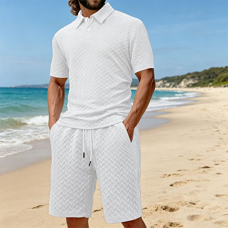 Men's summer lapel jacquard th - огляд і ціна Men'S Fashion Polo Shirt