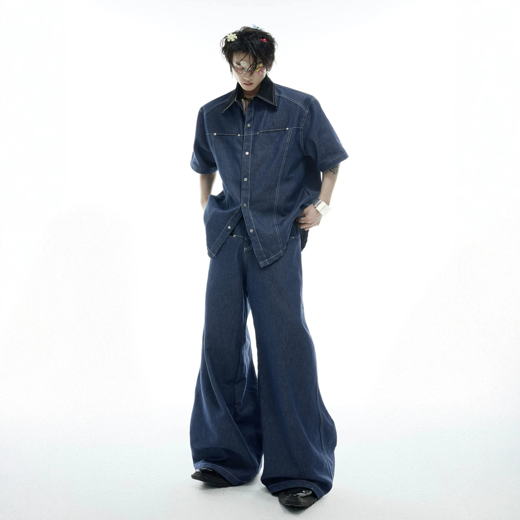 Summer Men's Denim Matching Se - огляд і ціна Mens Fashion Denim
