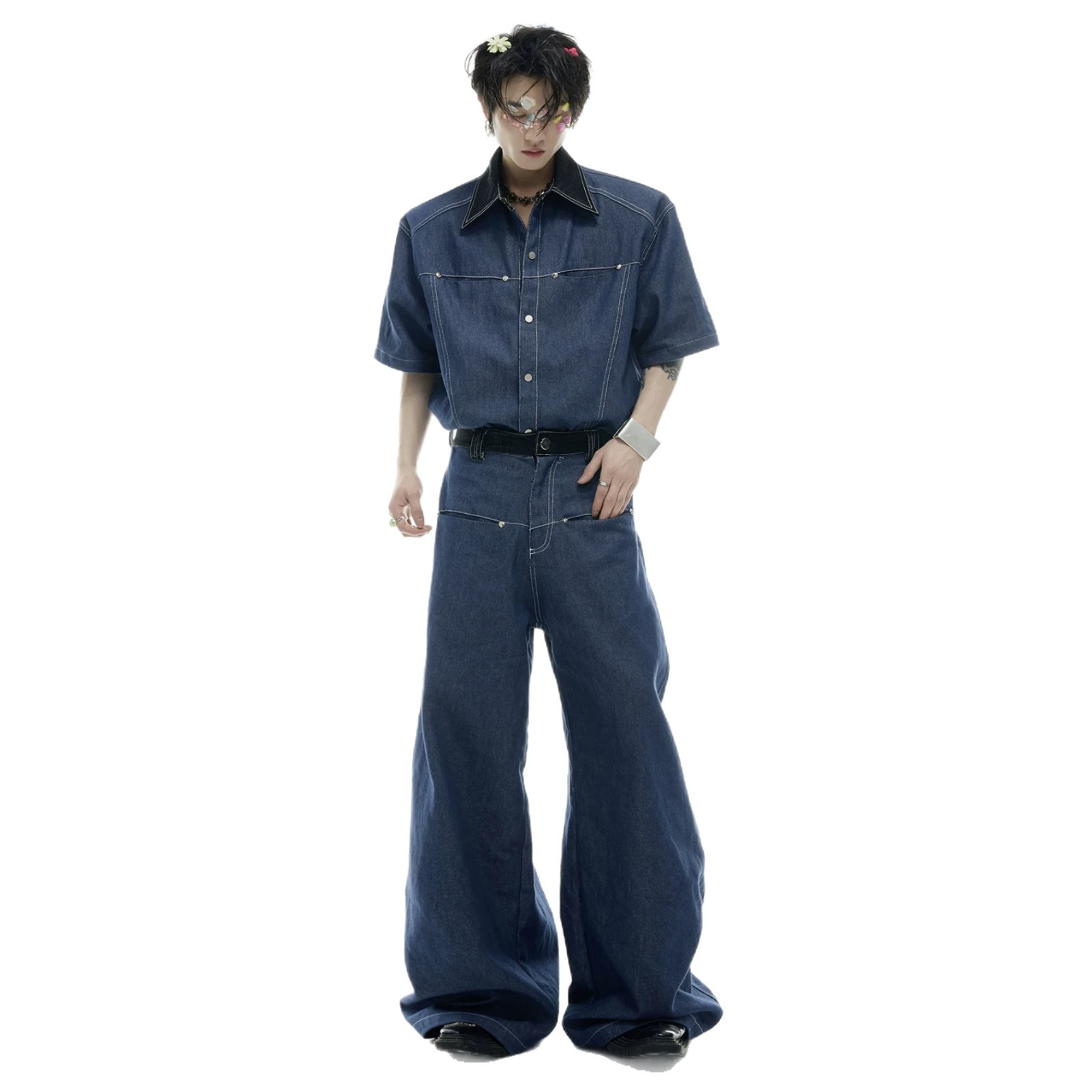 Summer Men's Denim Matching Se - огляд і ціна Mens Fashion Denim