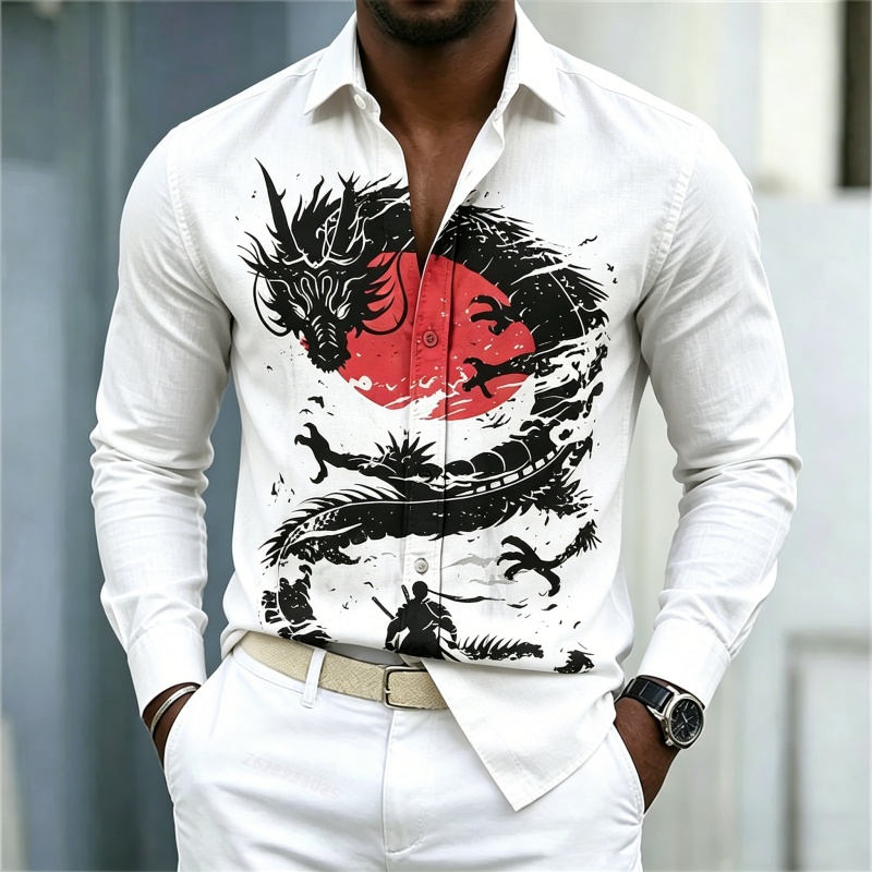 2026 New Men's Shirt White Bla - огляд і ціна Mens Fashion Streetwear