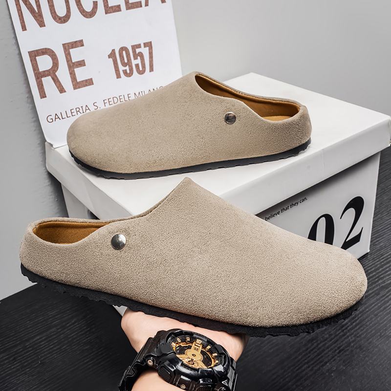 Men Suede Leather Slippers Mul - огляд і ціна Mens Fashion Mullet