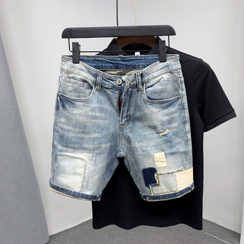 Straight Male Denim Shorts Rip - огляд і ціна Men Fashion Jeans