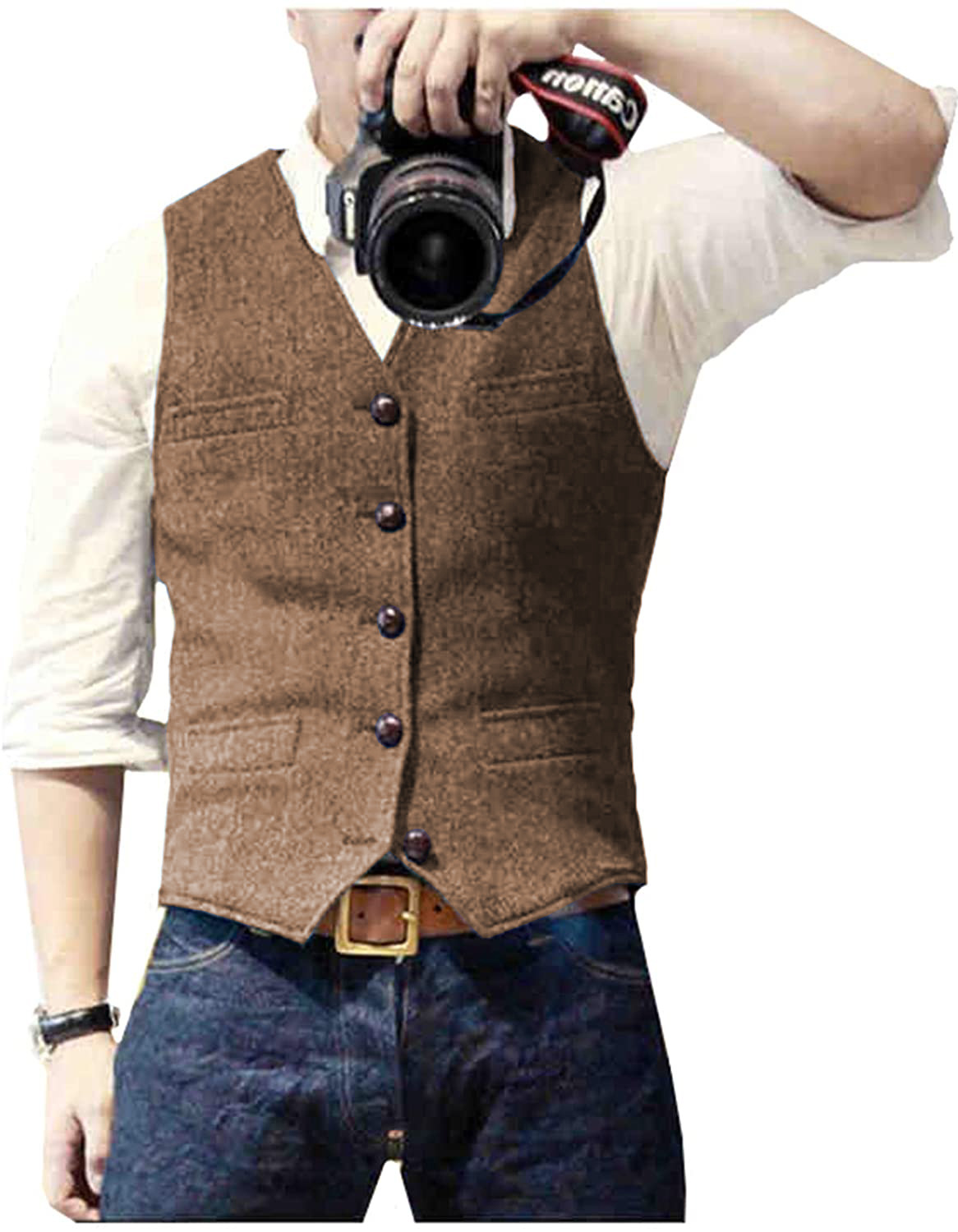 Men's Suit Vest V Neck Wool He - огляд і ціна Formal Waistcoat Vest