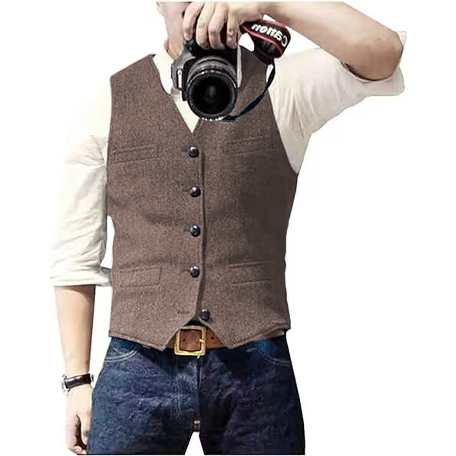 Men's Suit Vest V Neck Wool He - огляд і ціна Formal Waistcoat Vest