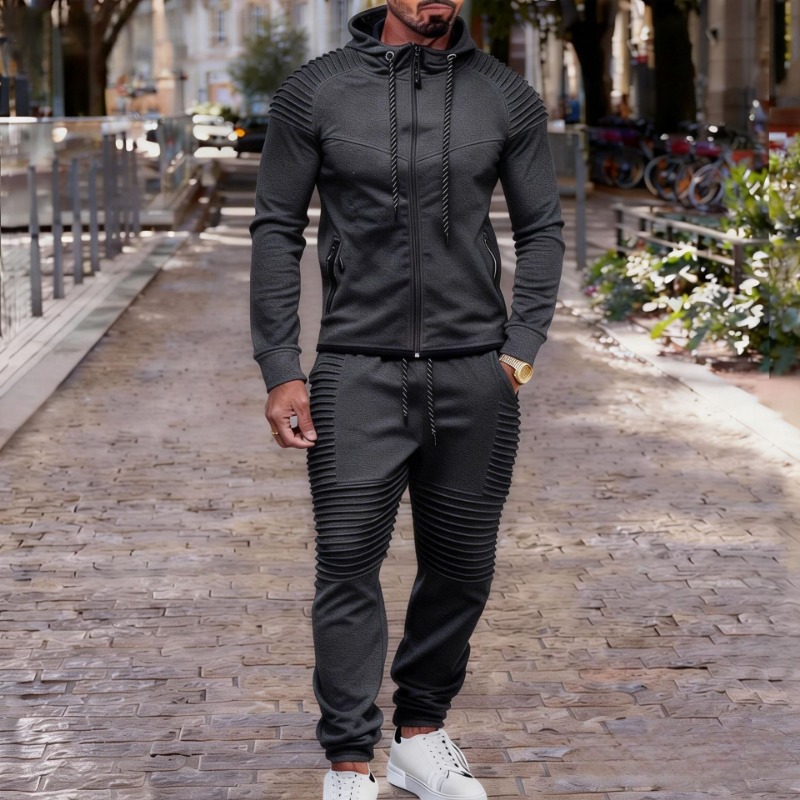 Men's Pleated Detail Full Zip  - огляд і ціна Jogger Sweatpants Men