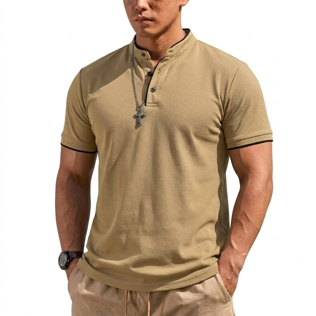 Summer Short Sleeve Henley Shi - огляд і ціна Men'S Fashion Polo Shirt
