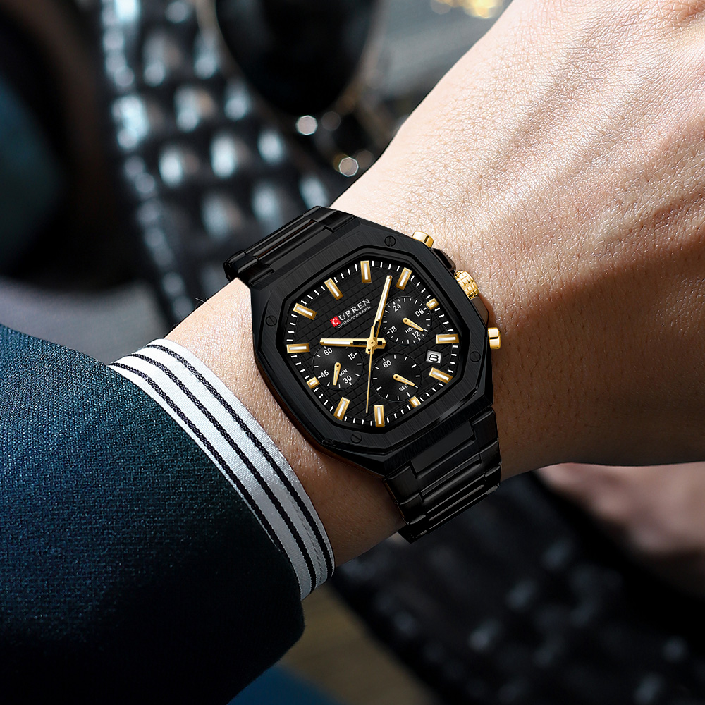 CURREN Luxury Square Chrono Wa - огляд і ціна Mens Fashion Bracelet