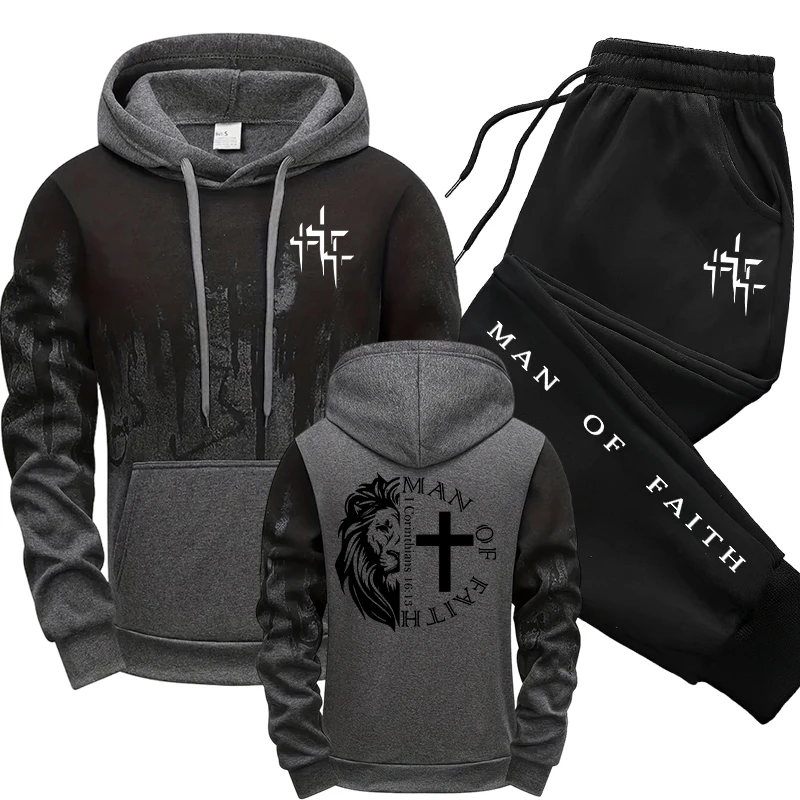 Man of Faith Pattern Men's Set - огляд і ціна Jogger Sweatpants Men