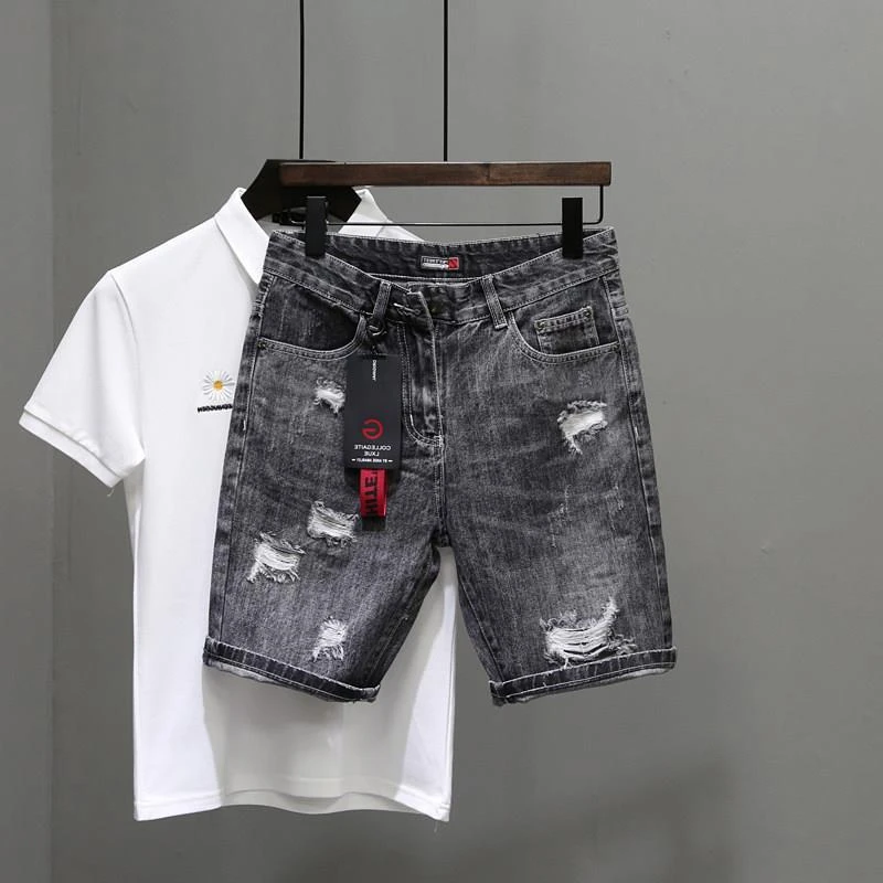 Men's Short Jeans Pants Black  - огляд і ціна Mens Fashion Denim