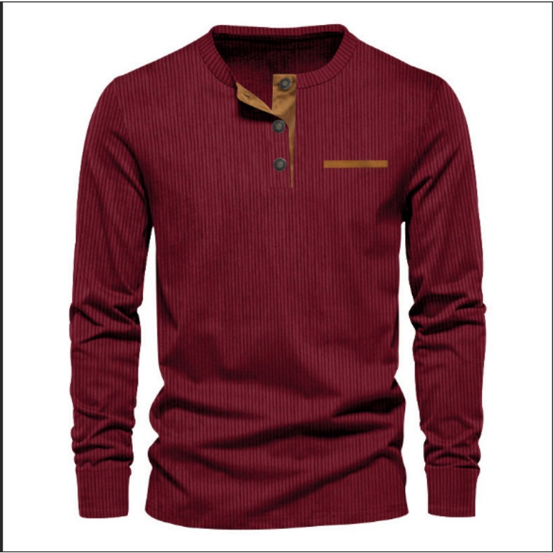Men's Corduroy Henley Neck Lon - огляд і ціна Mens Fashion Style