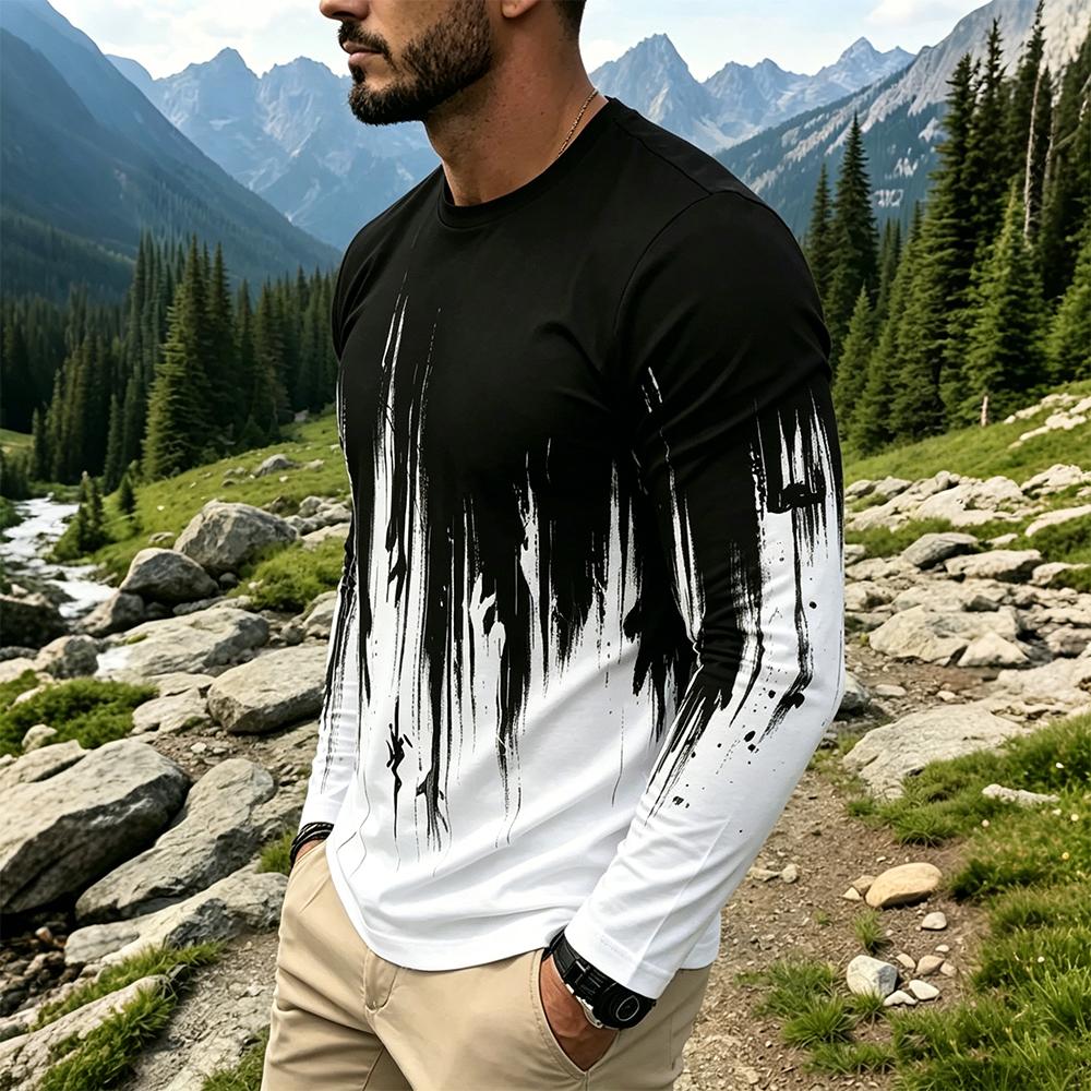 Men's Gradient Ink Splash Long - огляд і ціна Mens Fashion Streetwear