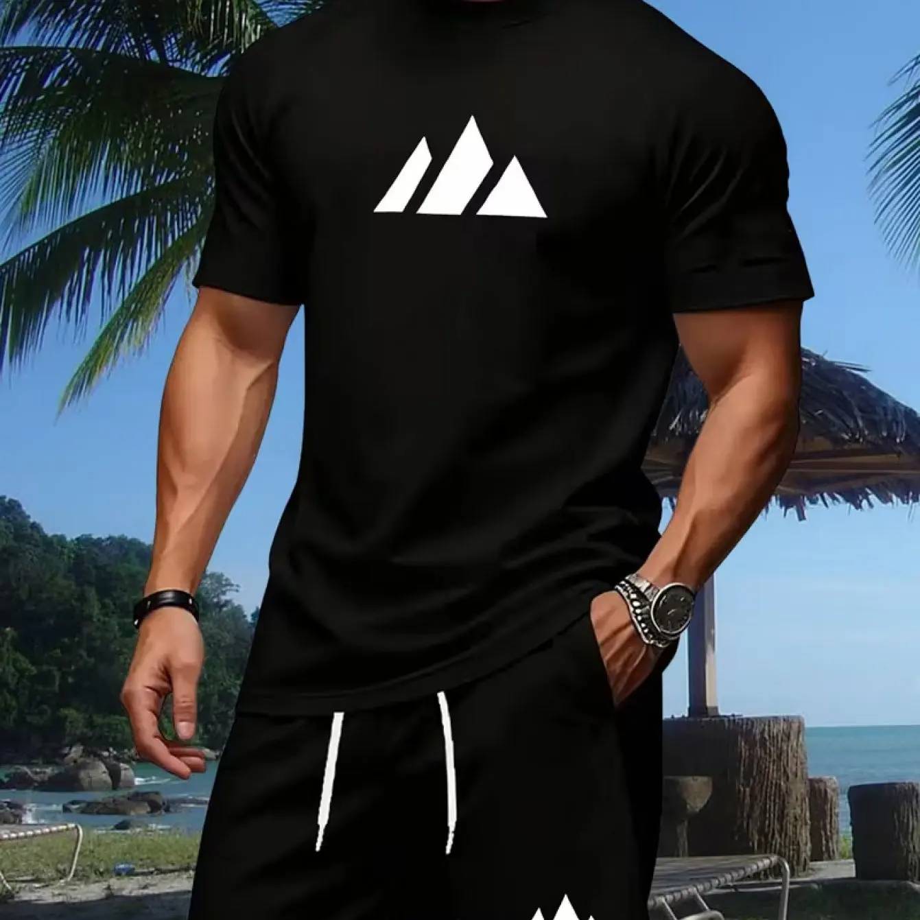 Pattern Printed T-shirt Casual - огляд і ціна Mens Fashion Streetwear