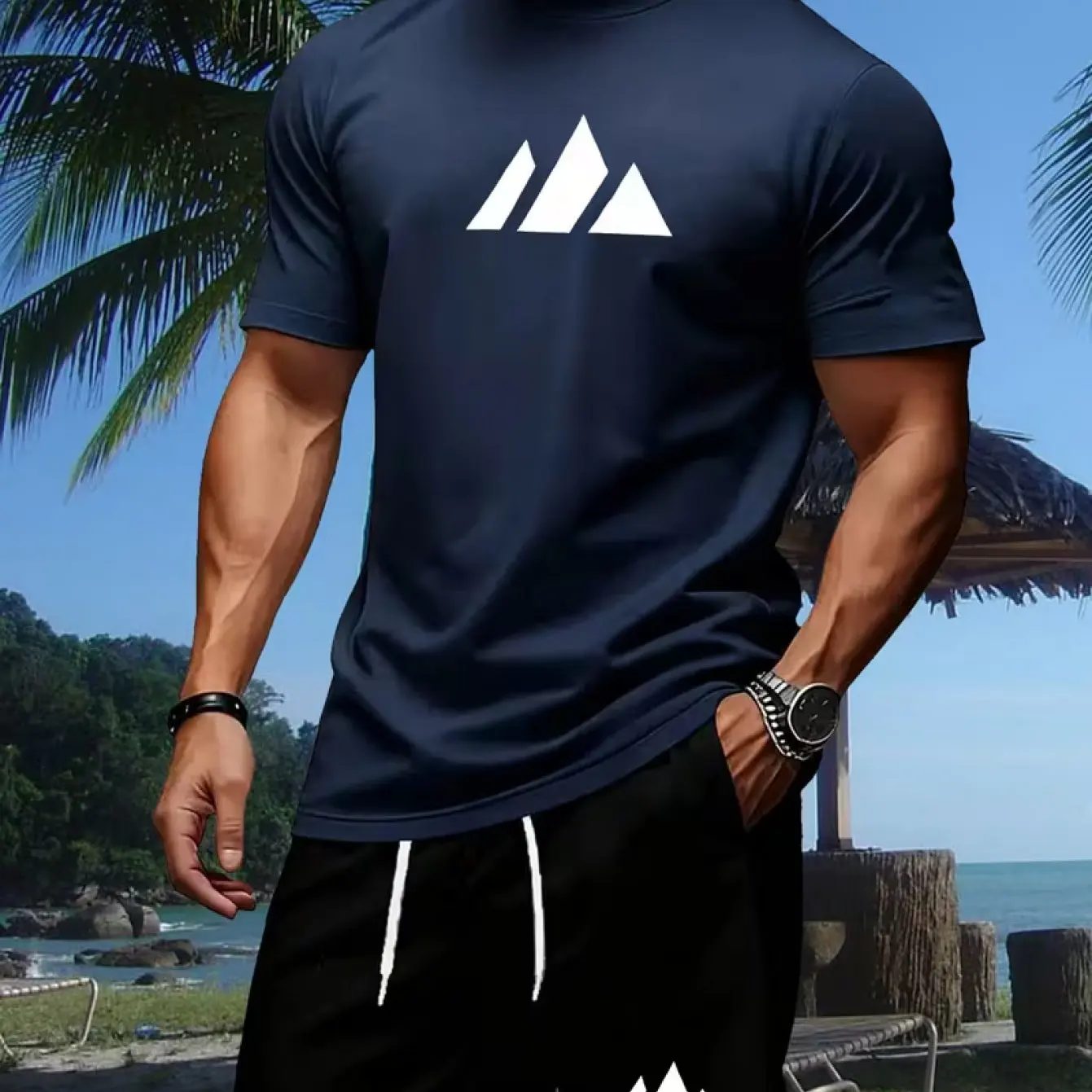 Pattern Printed T-shirt Casual - огляд і ціна Mens Fashion Streetwear