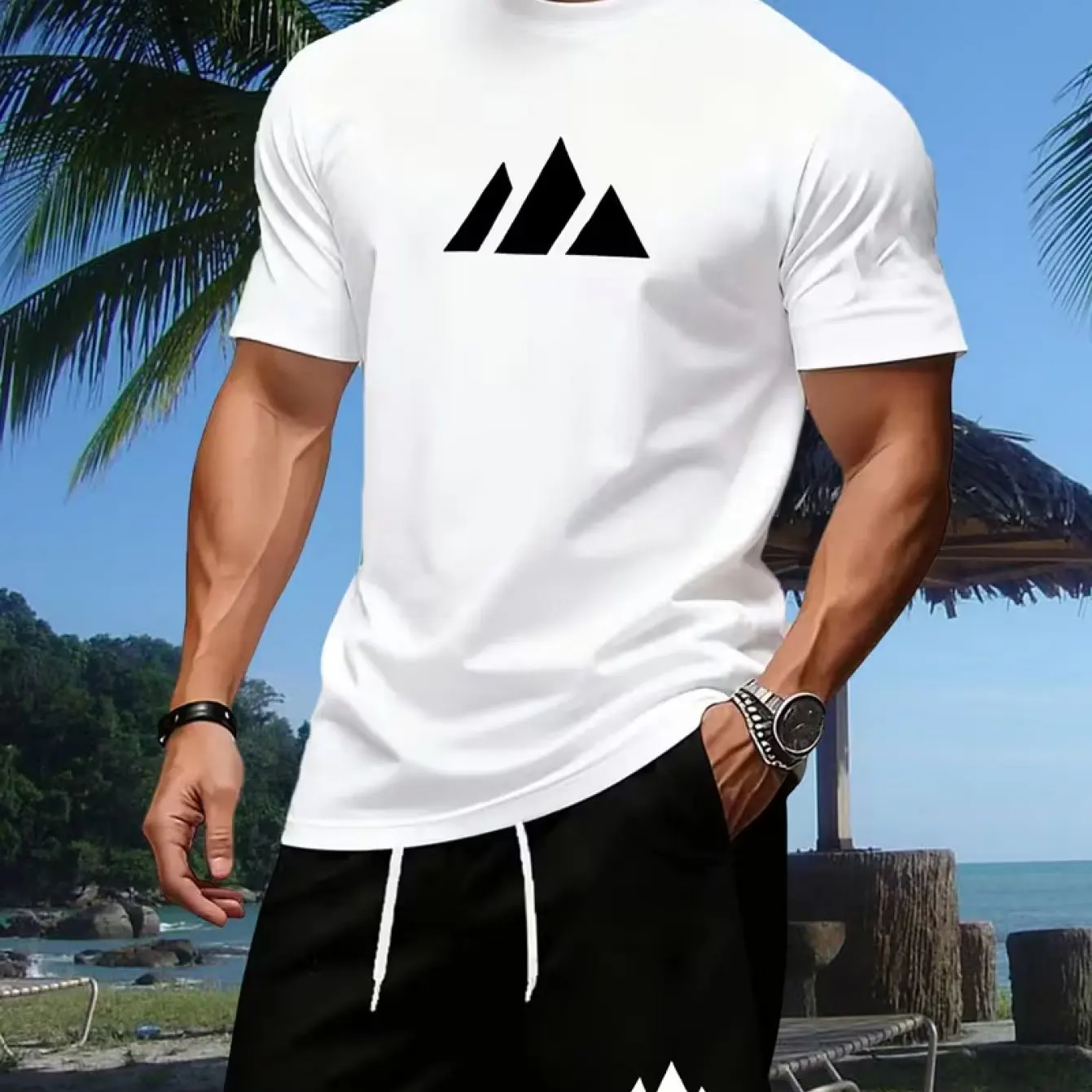 Pattern Printed T-shirt Casual - огляд і ціна Mens Fashion Streetwear