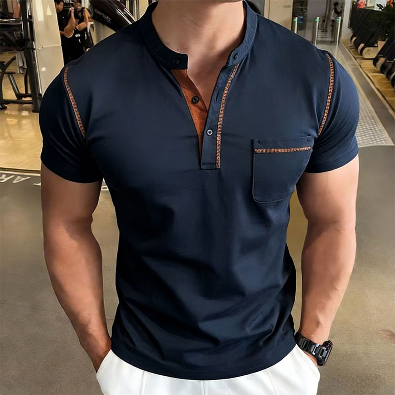 New Summer Men's Henry Collar  - огляд і ціна Men'S Fashion Polo Shirt